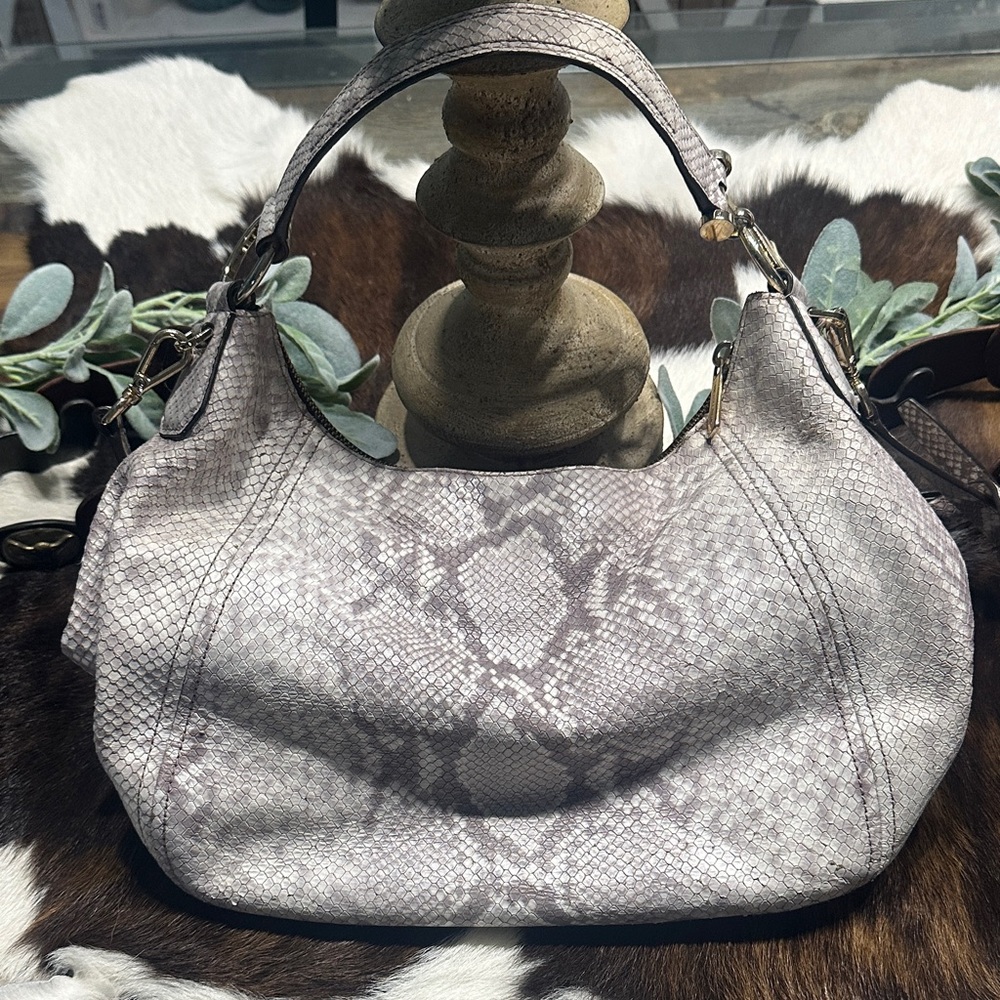 Michael Kors Gray Snake Print Shoulder Bag